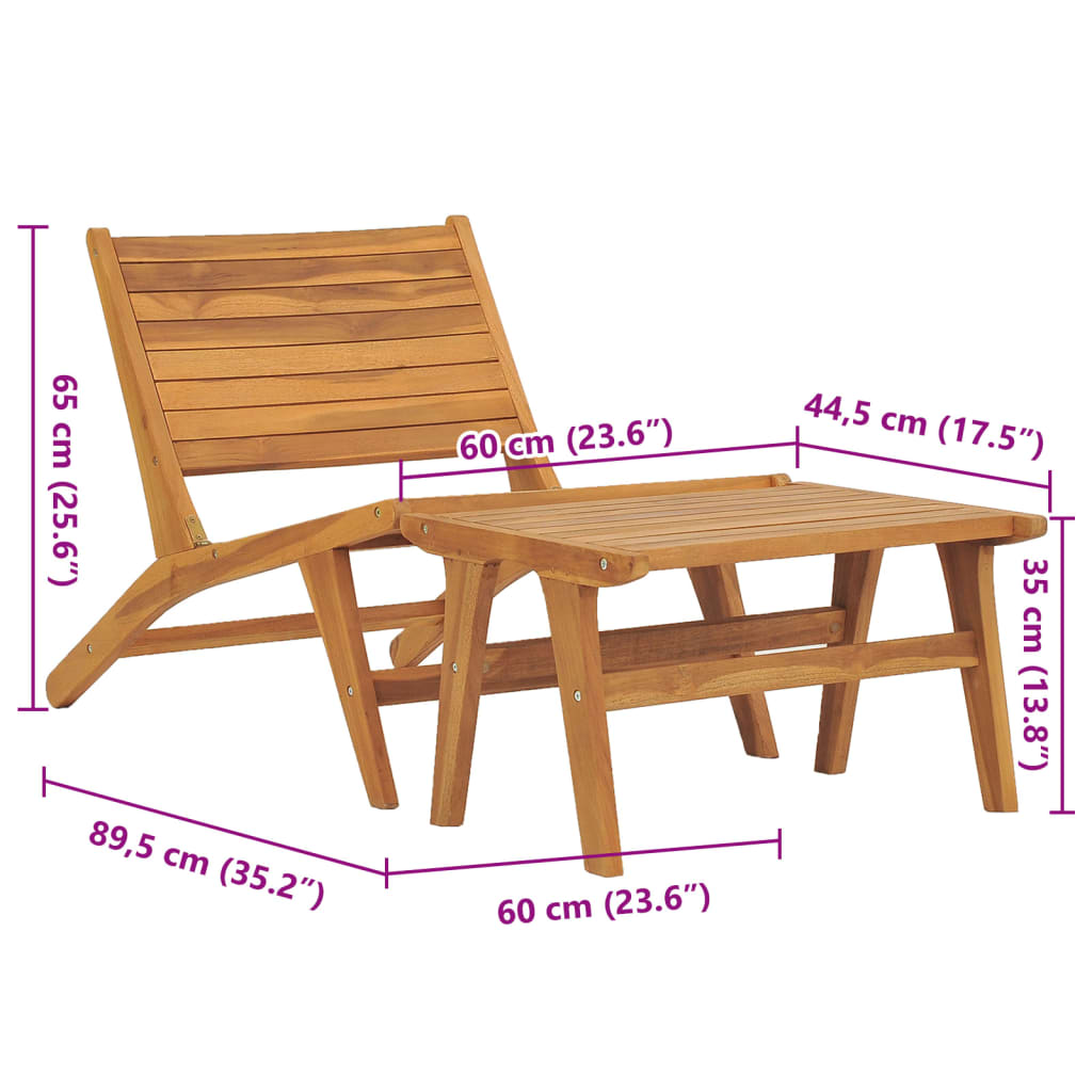 Gartenstuhl mit Fussablage Massivholz Teak